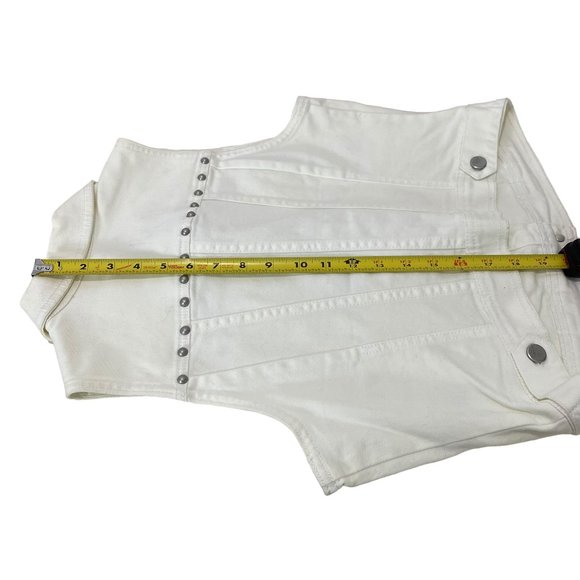 (4-126) NWT DKNY White Denim Jean Vest w/Hobnails - Picture 8 of 11